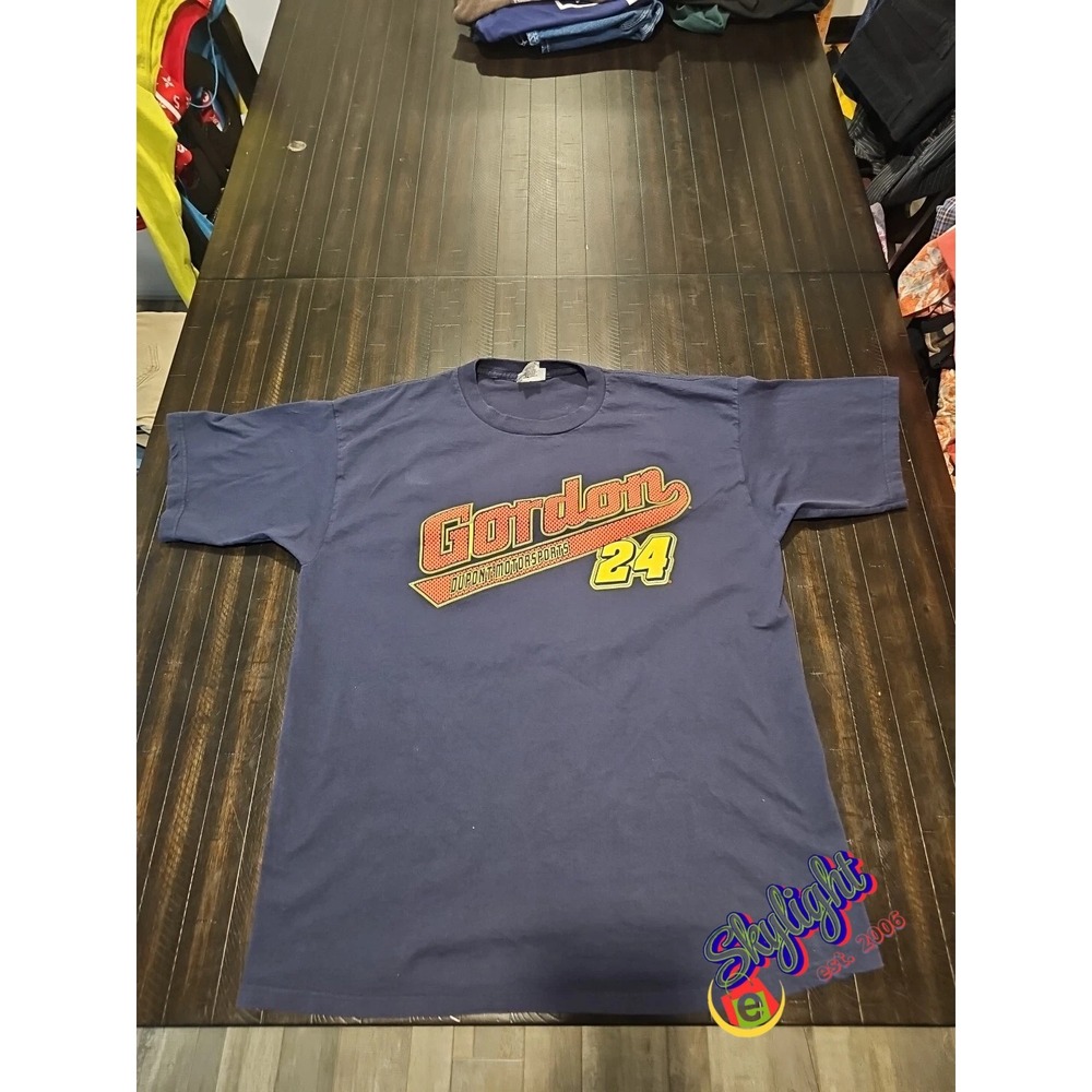 Chase Authentics Men Blue Vtg 2002 Jeff Gordon 24 Du Pont Motorsports T-Shirt Xl